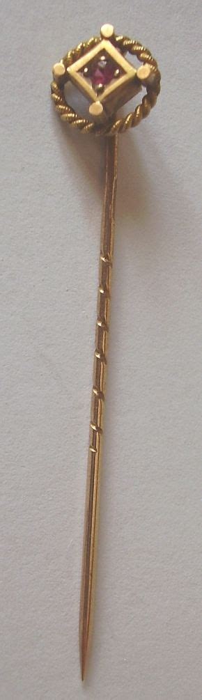 antique gold 15ct stick pin tie pin set with single ruby victorian circa 1890 antique price