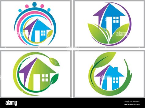 Leaf Home Logos Stock Vector Images Alamy