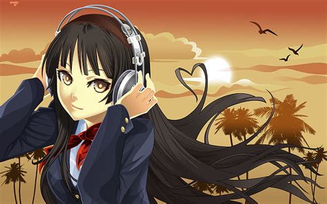 Hd Wallpaper Akiyama Anime Girls Headphones K On Mio Wallpaper