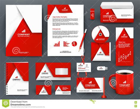 Professional Universal Red Branding Design Kit With Origami Element