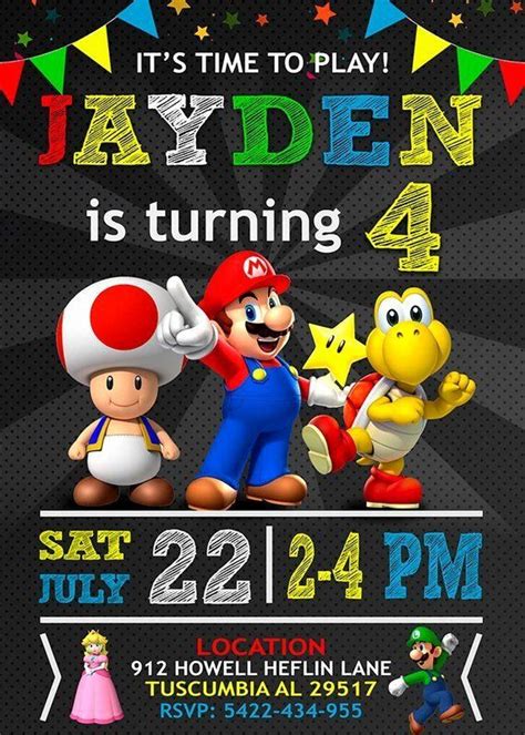 Super Mario Birthday Invitations Modern Mario Invitation Mario Boy