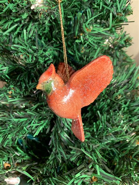 Cardinal Ornament Vintage Bird Ornament Sugared Christmas Etsy