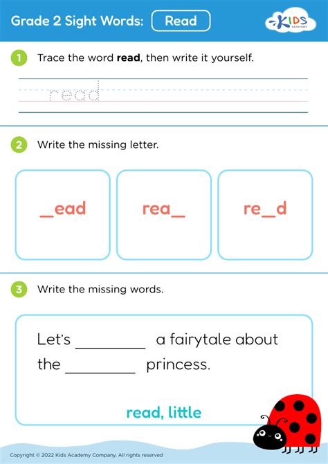 Free Grade 2 Sight Words Read Worksheet For Kids