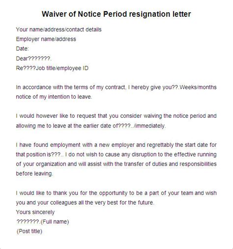 Employee Resignation Letter Notice Period Sample Resignation Letter