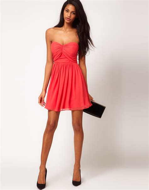 Lyst Asos Collection Mini Skater Dress With Sweetheart Neck In Red