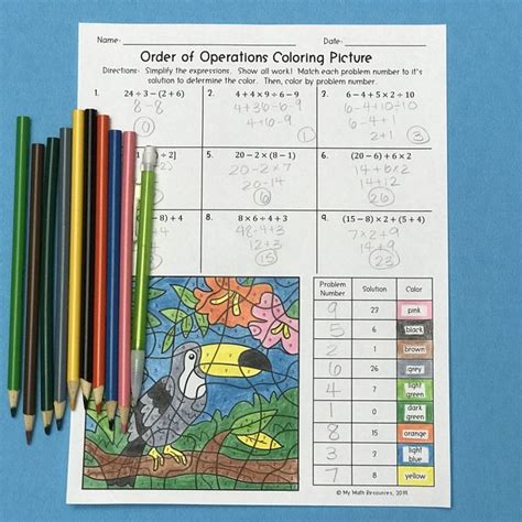 Free printable pages birds pictures of prey. Order of Operations Toucan Coloring Picture (5.OA.A.1 ...