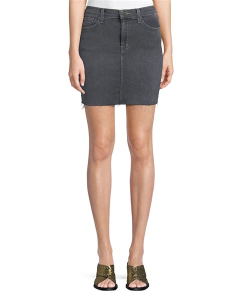 J Brand Lyla Frayed Denim Mini Skirt Neiman Marcus