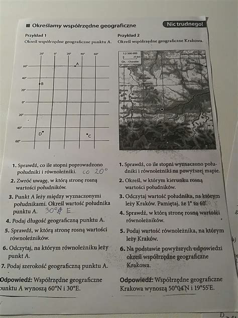 Geografia Klasa 8 ćwiczenia Odpowiedzi - okresl wspolrzedne geograficzne punktu a - Brainly.pl