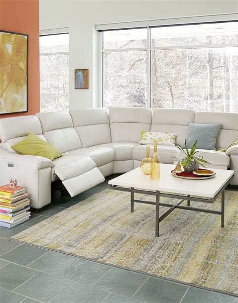 White Leather Power Recliner Sectional From My Heart