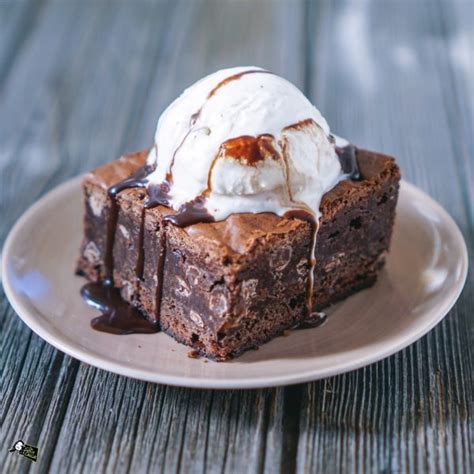 Chocolate Fudgy Brownie With Vanilla Ice Cream On Top Picture Id The Spice Chica