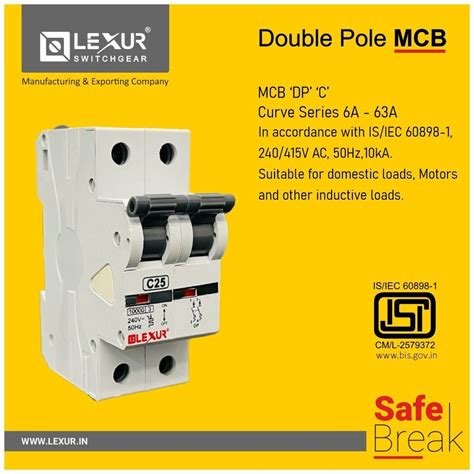 6 To 63a Lexur Mcb Double Pole Dp At Rs 150piece In Surat Id