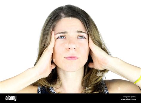 A Young Woman Struggling With A Migraine Headache Stock Photo Alamy