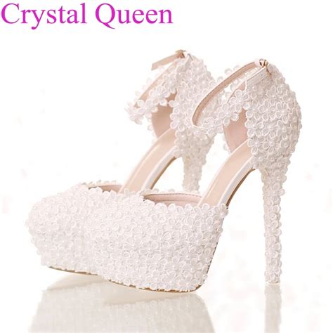 Buy Princess Heels Fashion Elegant Women Shoes Pumps White Lace Wedding Shoes