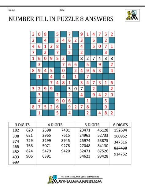 Printable Math Crossword Puzzles Addition Subtraction And