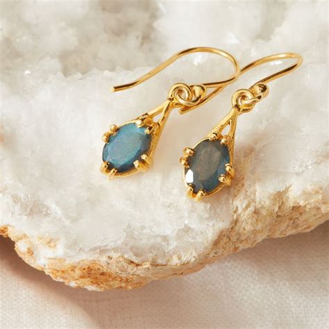 Labradorite Gold Plated Silver Antique Style Earrings By Rochejewels