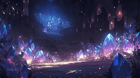 Premium Ai Image Anime Scene Of A Dark Cave With A Glowing Crystal
