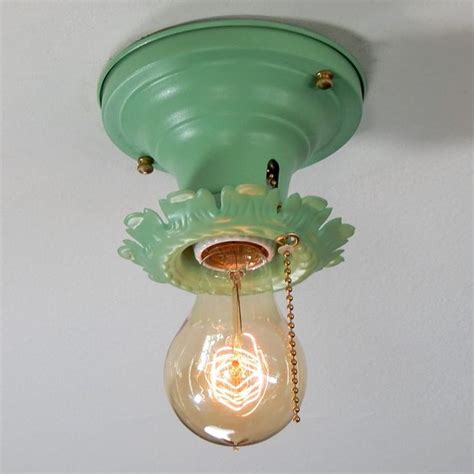 Kichler 300158ap 52 indoor ceiling fan with blades light kit downrod and pull chain antique. Vintage Pull Chain Flush Mount Ceiling Light Fixture SOLD ...