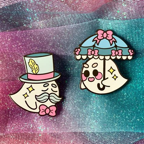 Fancy Ghost Hard Enamel Pins Creepy Cute Lapel Pins Kawaii Etsy
