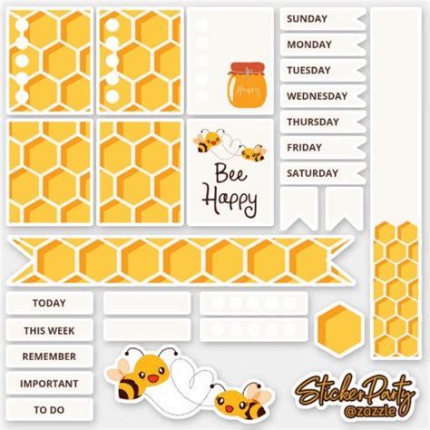 Cute Bees Bumblebee Honeycomb Planner Stickers