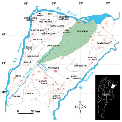 Mapa De La Provincia De Corrientes Mostrando La Dirección Download