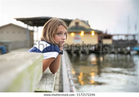 Child Tween Girl On Pier Looking Stock Photo 1172572246 Shutterstock