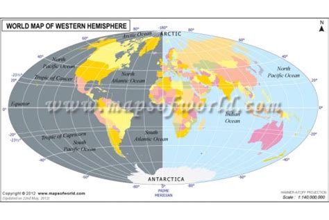 Buy Printed World Map Of Western Hemisphere