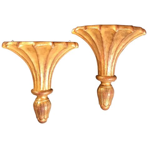 Pair Of Vintage Gilded Wood Italian Wall Brackets For Sale At 1stdibs