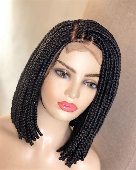 Bob Box Braid Wig Lace Closure Wig Wig For Black Woman Handmade Brai