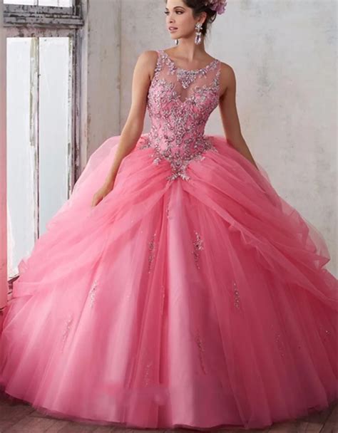Vestidos De 15 Hot Pink Quinceanera Dresses 2017 Appliques Beaded