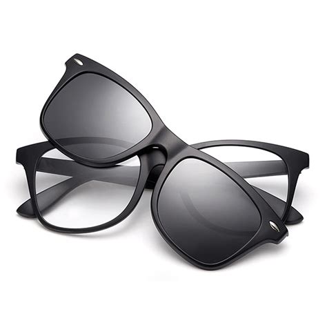 Samjune Clip On Sunglasses Clip On Glasses Square Lens Men Women Mirror Clip Sun Glasses Night