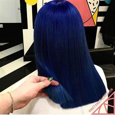 Super Sleek Straight Hair Silky Blue Hair Color Idea For Black Hair