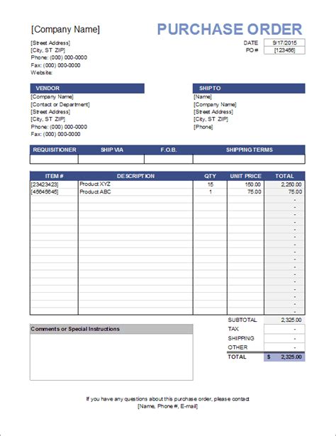 Purchase Order Template 27 Free Docs Xlsx And Pdf Forms Formats