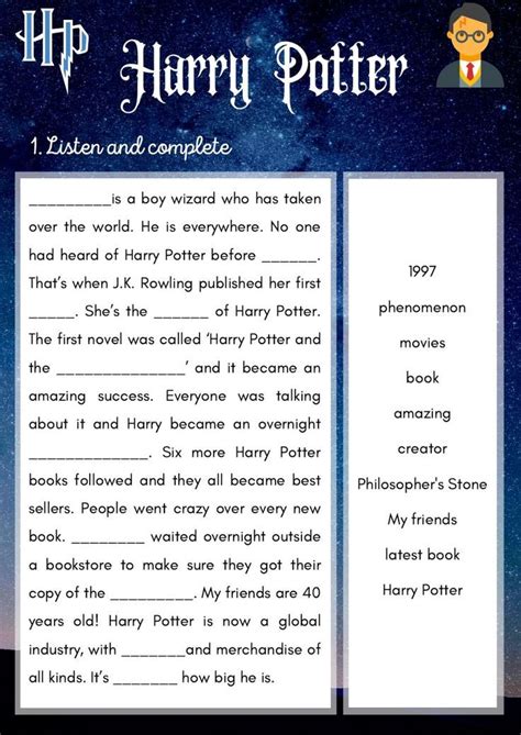 Simple Past Harry Potter Interactive Worksheet 303 Harry Potter