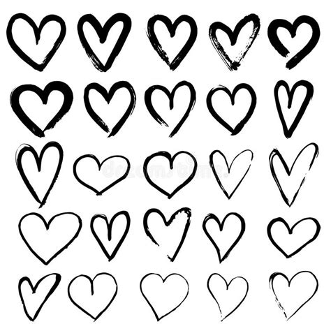 Set Of Hand Drawn Hearts Stock Vector Illustration Of Elements 92161124