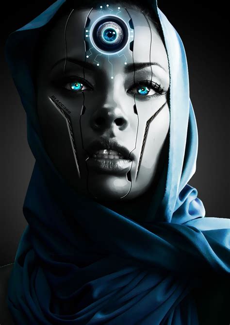 i see you artist blacc360 robot girl sci fi science fiction art