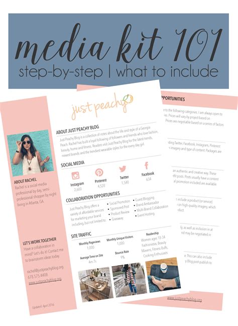 Blog Tips Media Kit Just Peachy Blog