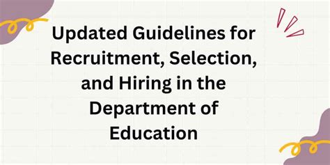 2023 New Recruitment Selection And Hiring Guidelines In Deped