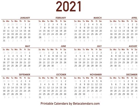 2021 Calendar Beta Calendars