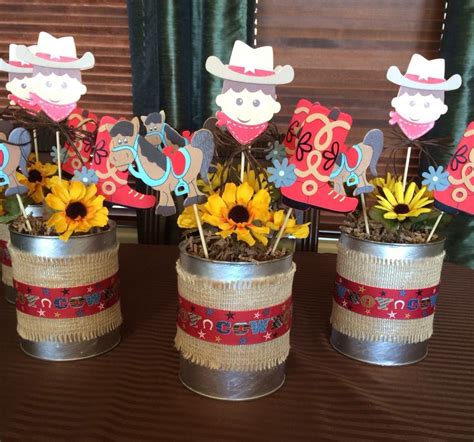 Cowboy Birthday Centerpieces Decoration Party Western Party