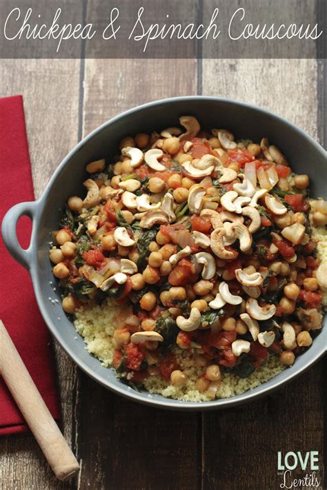 Chickpea And Spinach Couscous Vegan Quick Easy Love And Lentils Recipe Healthy Vegan