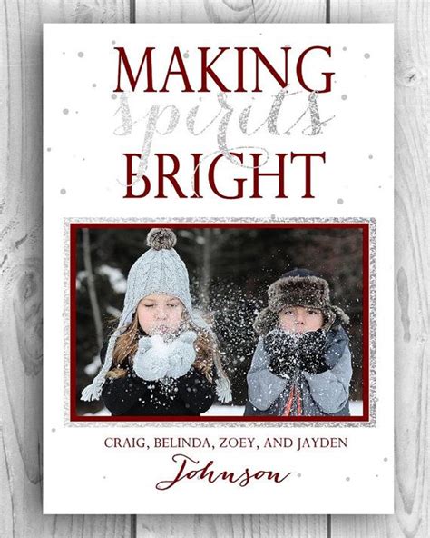 Making Spirits Bright Holiday Christmas Card Diy Custom Printable