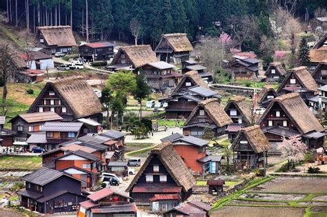 Japan Aerial View Of Shirakawa Go Famous Village Listed As Unesco World