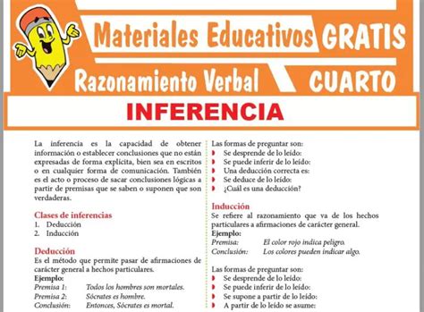 La Inferencia Y Sus Clases Para Cuarto Grado De Secundaria ≫ Gratis