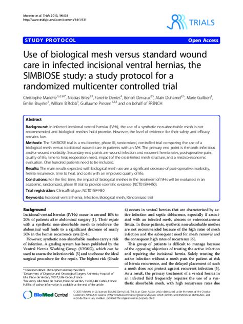 Pdf Use Of Biological Mesh Versus Standard Wound Care In Infected