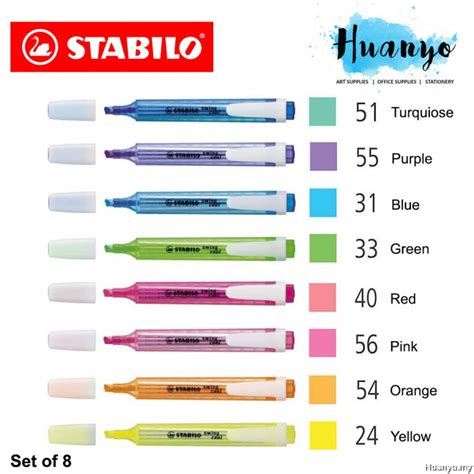 Stabilo Swing Cool Original Colour Highlighter Highlight Pen Set Of 8