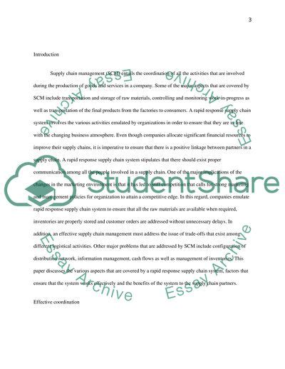 Supply chain management refers to control that is accorded to raw materials and finished products. Supply Chain Analysis Essay Example | Topics and Well Written Essays - 4500 words