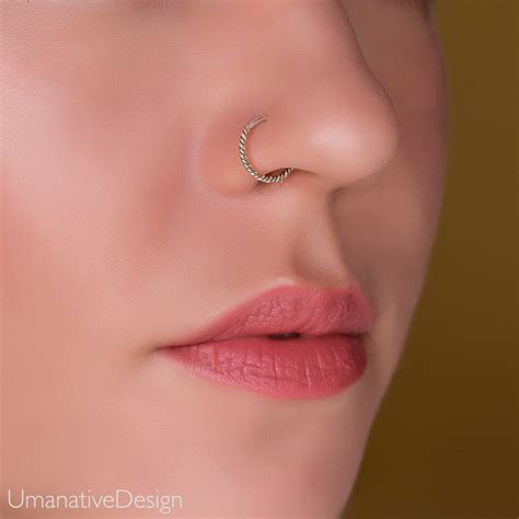Nose Ring Silver Twisted Wire Nose Ring For Pierced Nose Tow Etsy