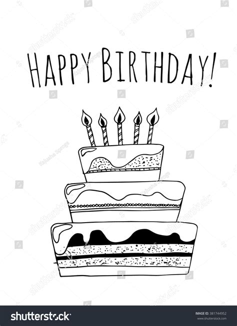 vektor stok happy birthday card template black cake tanpa royalti 381744952 shutterstock