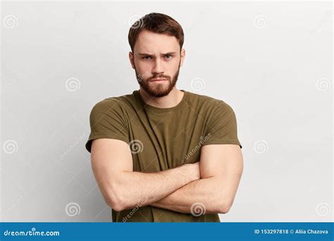 Angry Sad Unhappy Serious Man With Disapproving Expression Stock