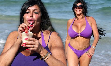 Mob Wives Star Big Ang Shows Off Her Larger Than Life Curves In A Barely There Purple Bikini